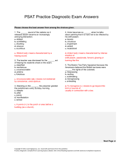 PSAT Practice Diagnostic Exam Answers