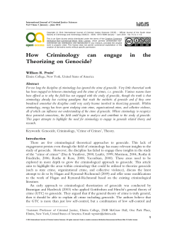 How Criminology can engage in the Theorizing on Genocide?