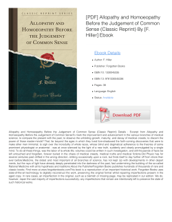 Allopathy and Homoeopathy Before the Judgement of Common