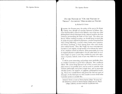 On the Nature of Things - Thomas Aquinas College