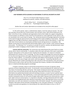 of Critical Incident Response in Sport