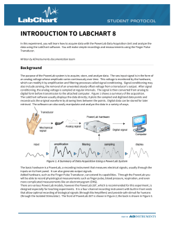 Introduction to LabChart 8 for Windows Student Protocol
