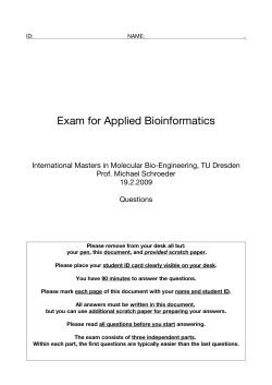 Exam for Applied Bioinformatics - BIOTEC
