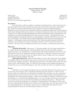 1 American Political Thought Political Science 312T Williams