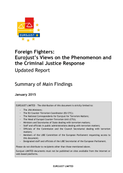 Foreign Fighters: Eurojust`s Views on the Phenomenon