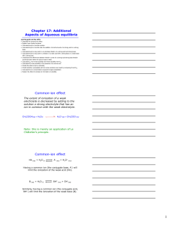 Chapter 17: Additional Aspects of Aqueous equilibria Common