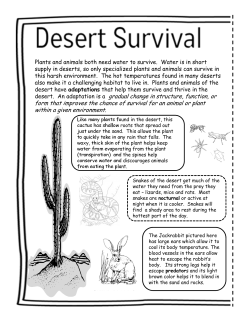 desert. An adaptation is a gradual change in structure, function, or