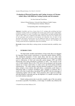 Evaluation of Physical Properties and Casting Accuracy
