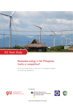 GIZ desk study `Renewable energy in the Philippines: Costly or