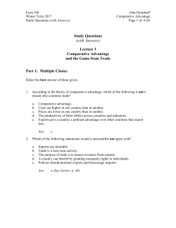 Study Questions (with Answers) Lecture 3 Comparative Advantage