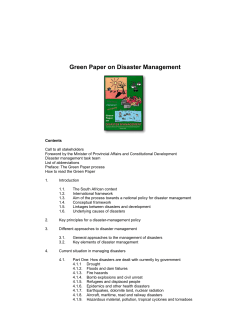 Green Paper on Disaster Management