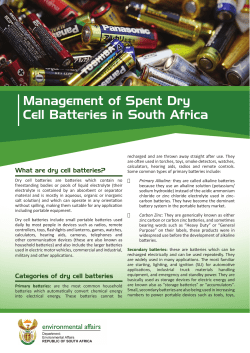 Spent Dry Cell Battery Fact Sheet - 4.5Mb