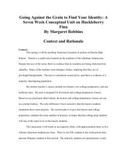 A Seven Week Conceptual Unit on Huckleberry Finn By Margaret