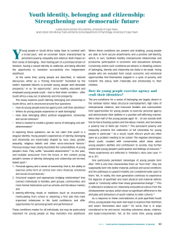 Youth identity, belonging and citizenship