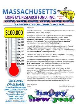 mile of pennies - Massachusetts Lions Eye Research Fund