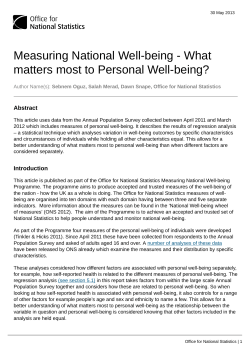 Measuring National Well-being - What matters most to Personal Well