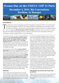 Oceans Day at the UNFCCC COP 21 Paris December 4, 2015, Rio