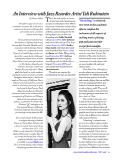 An Interview with Jazz Recorder Artist Tali Rubinstein