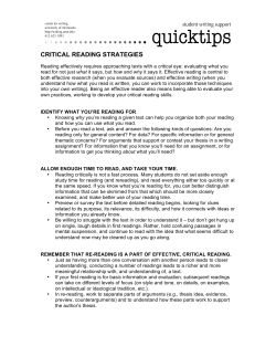 QuickTips--Critical Reading Strategies