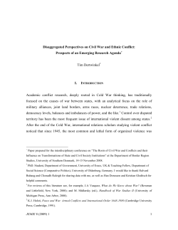 Disaggregated Perspectives on Civil War and Ethnic Conflict: