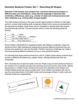 Geometry Sentence Frames: Set 1 &ndash; Describing 2D Shapes