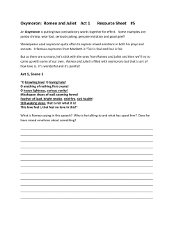 Oxymoron: Romeo and Juliet Act 1 Resource Sheet #5