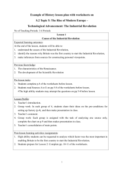 Example of History lesson plan with worksheets on S.2 Topic 5: The