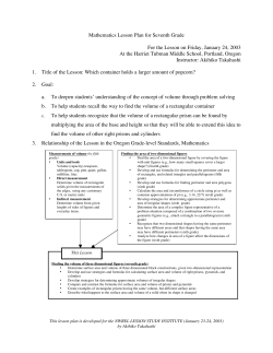 Mathematics Lesson Plan for Seventh Grade For the Lesson on