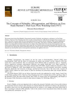 The Concepts of Hybridity, Miscegenation, and Mimicry on Zora