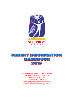 Parent Handbook - St Stephen`s Algester