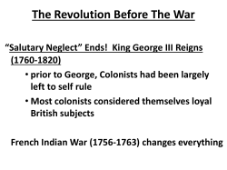 Beginning of the American Revolution Notes