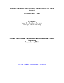 Historical Dilemmas: Andrew Jackson and the Debate Over Indian