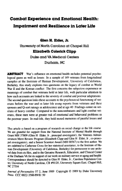 Combat Experience and Emotional Health: Impairment and