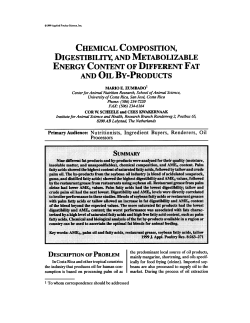 chemical composition, digestibility, and metabolizable energy