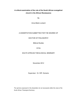 A critical examination of the role of the South African evangelical