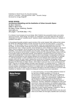 NOISE DESIGN Architectural Modelling and the Aesthetics of Urban
