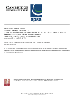 Machiavelli`s Political Science