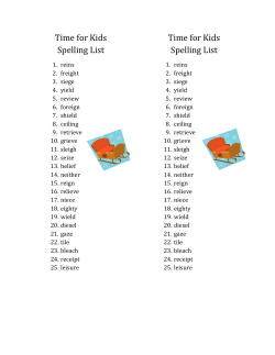 Time for Kids Spelling List Time for Kids Spelling List