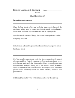 Name Recognizing sentence parts Please find the simple subject
