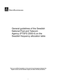 General guidelines of the Swedish National Post and Telecom