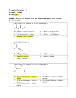 Organic Chemistry I Exam 4 20101 Name KEY