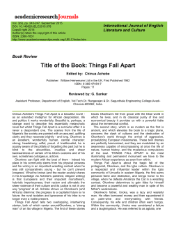 Title of the Book: Things Fall Apart