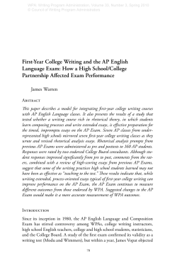 First-Year College Writing and the AP English Language Exam: How