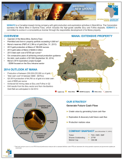 MANA: EXTENSIVE PROPERTY 2014 OUTLOOK AT MANA