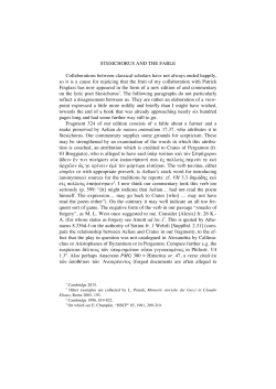 STESICHORUS AND THE FABLE Collaborations