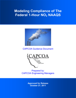 CAPCOA 1-Hour NO2 Modeling Guidance