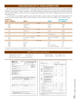 31 Conversion Factors for U.S. System and Metric Units