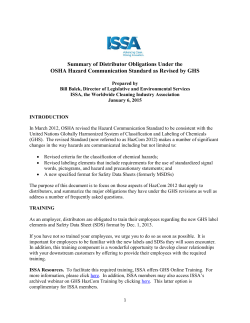 Summary of Distributor Obligations Under the OSHA Hazard