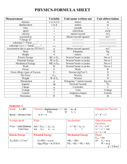 PHYSICS-FORMULA SHEET