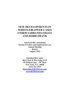 New Developments in Whistleblower Cases under Sarbanes